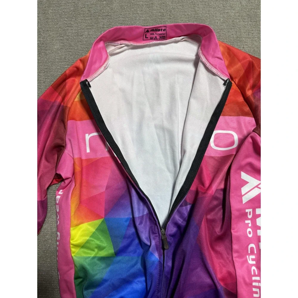 Miloto Cycling Jacket Mens Large Multicolor Pro Cycling Wear Full‎ Zip Polyester